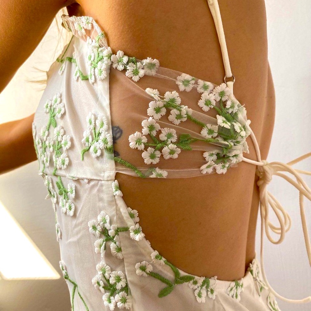 croatian coast white floral mini dress